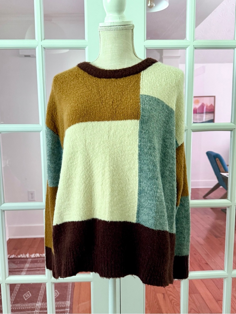 NWT Umgee Colorblock Patchwork Sweater - Picture 2 of 8